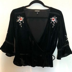 Topshop velvet wrap top